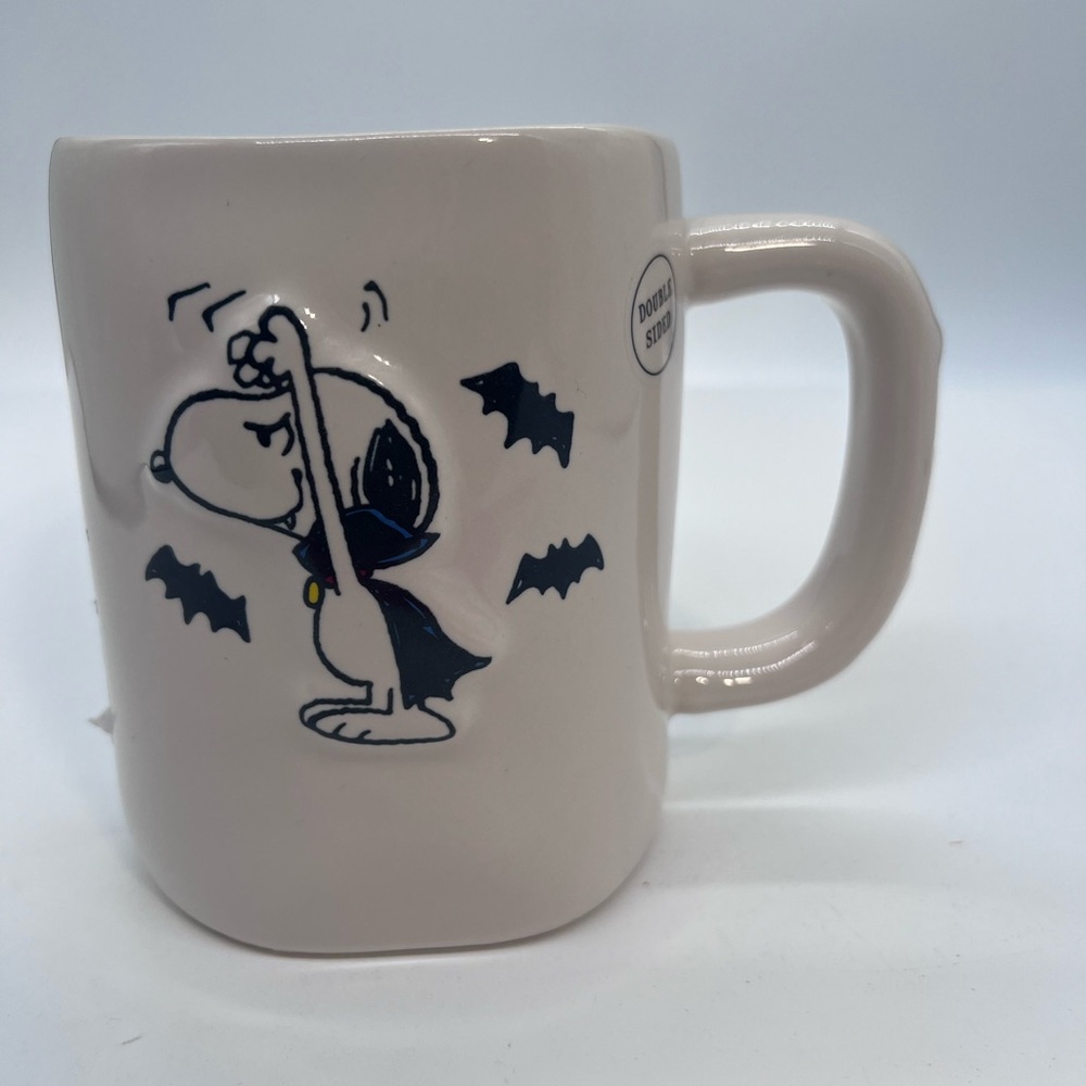 Peanuts & Rae Dunn Snoopy Halloween Ceramic Coffee Mug - White with Black Beware